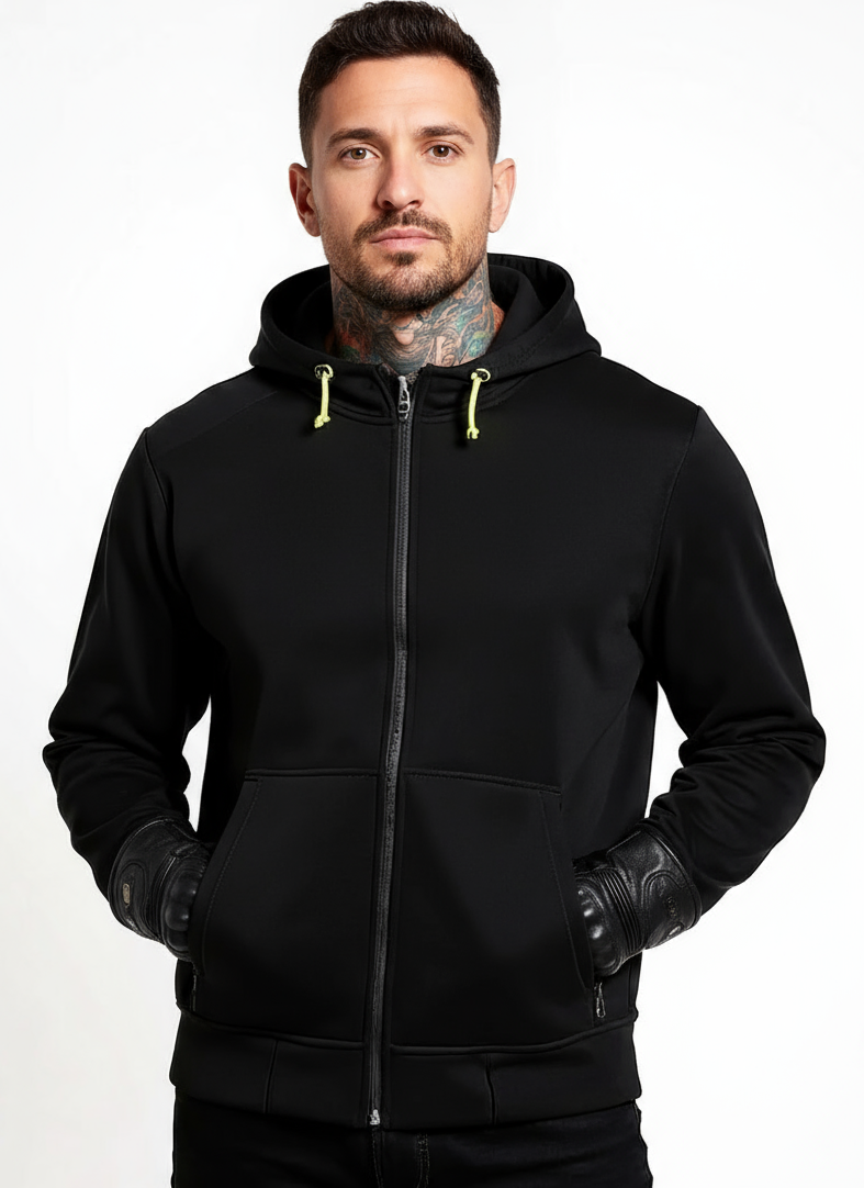 BARRICADE PLAIN BLACK KEVLAR 17092:2020 WATERPROOF MC HOODIE MCV