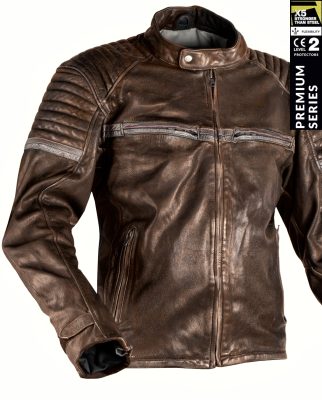 Stealth 92X Vintage Brown Getnappa Ce Premium Mc Skinnjacka