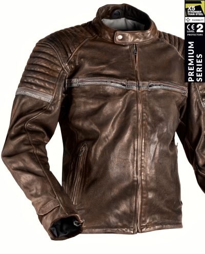 Stealth 92X Vintage Brown Getnappa Ce Premium Mc Skinnjacka